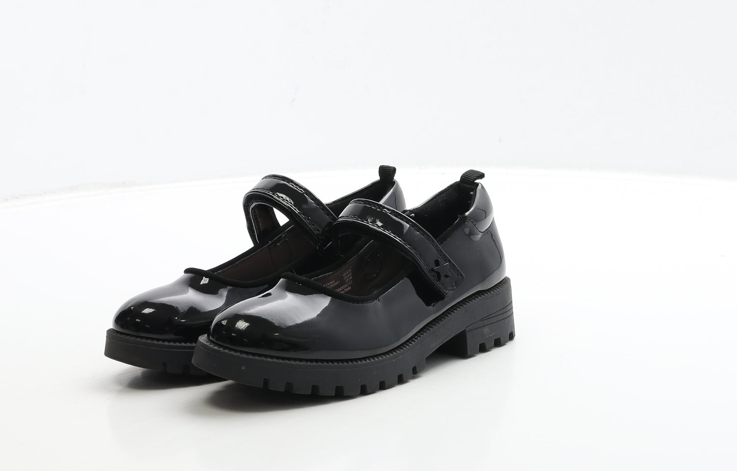 F&F Girls Black PVC Mary Jane Dress UK 11 29