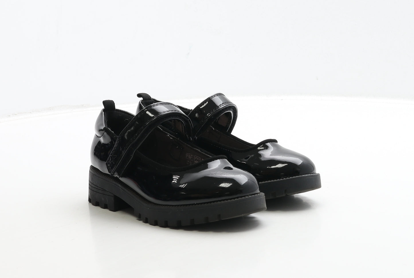 F&F Girls Black PVC Mary Jane Dress UK 11 29
