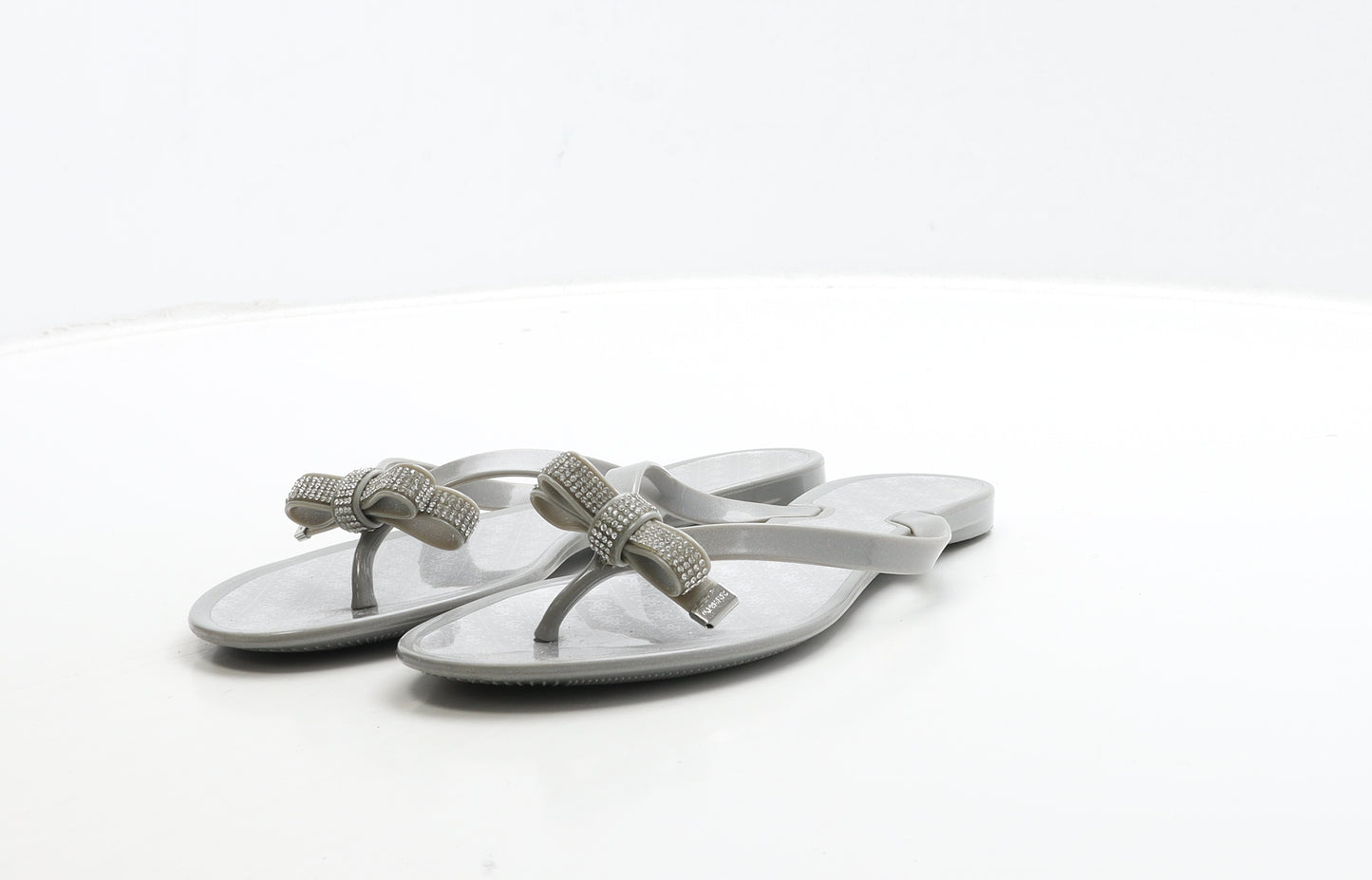 GUESS Womens Grey Rubber Thong Sandal UK 9
