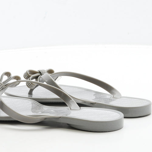GUESS Womens Grey Rubber Thong Sandal UK 9