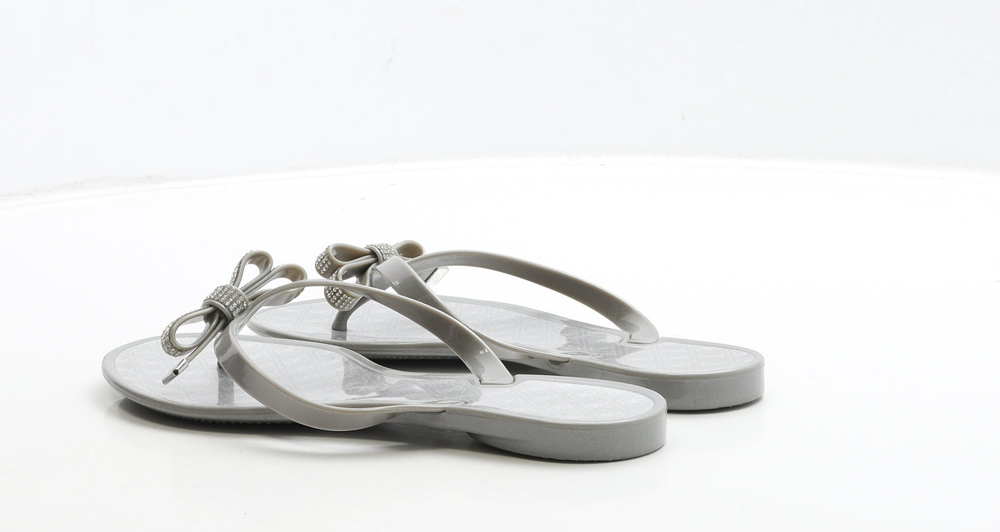 GUESS Womens Grey Rubber Thong Sandal UK 9