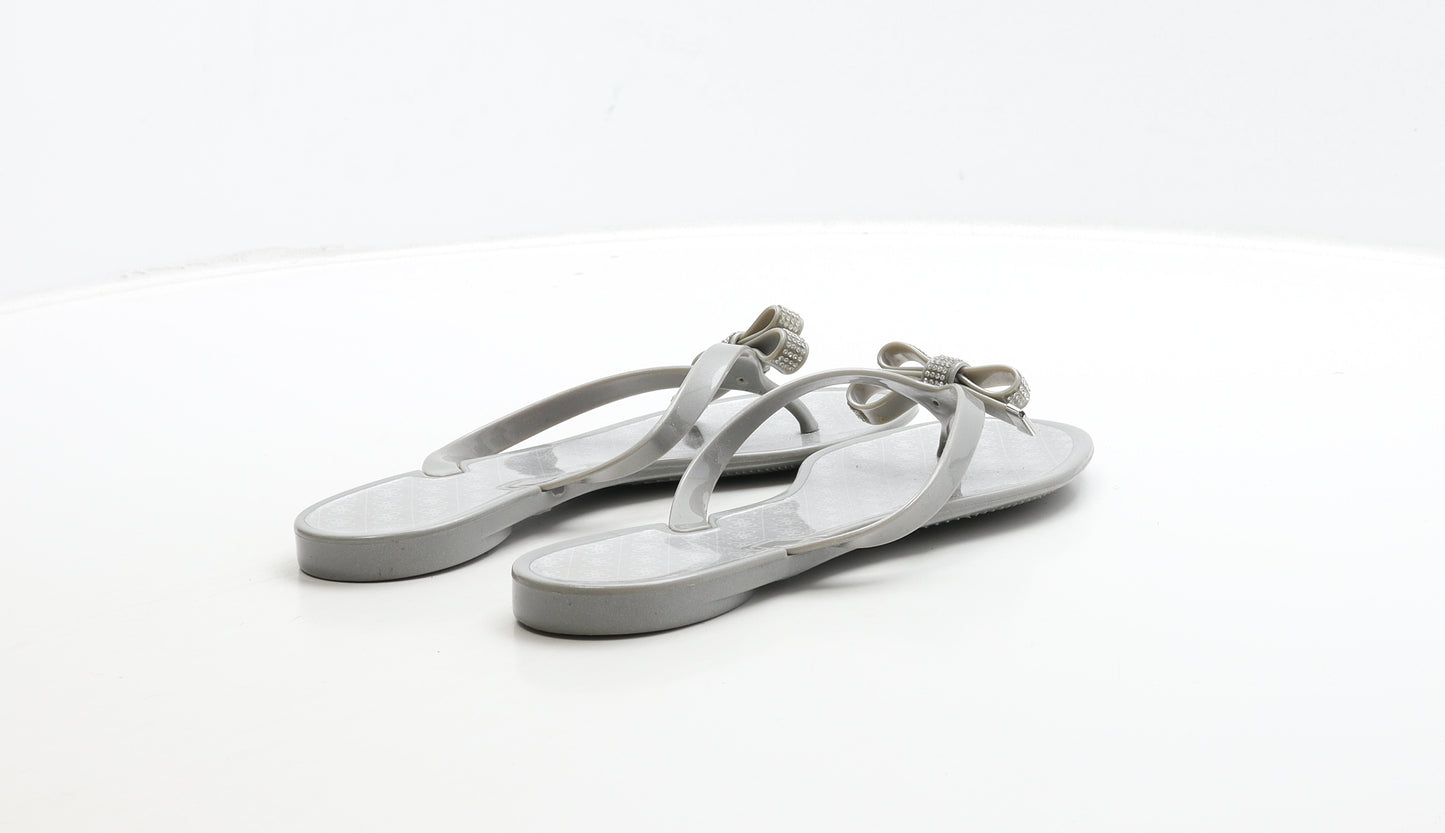 GUESS Womens Grey Rubber Thong Sandal UK 9