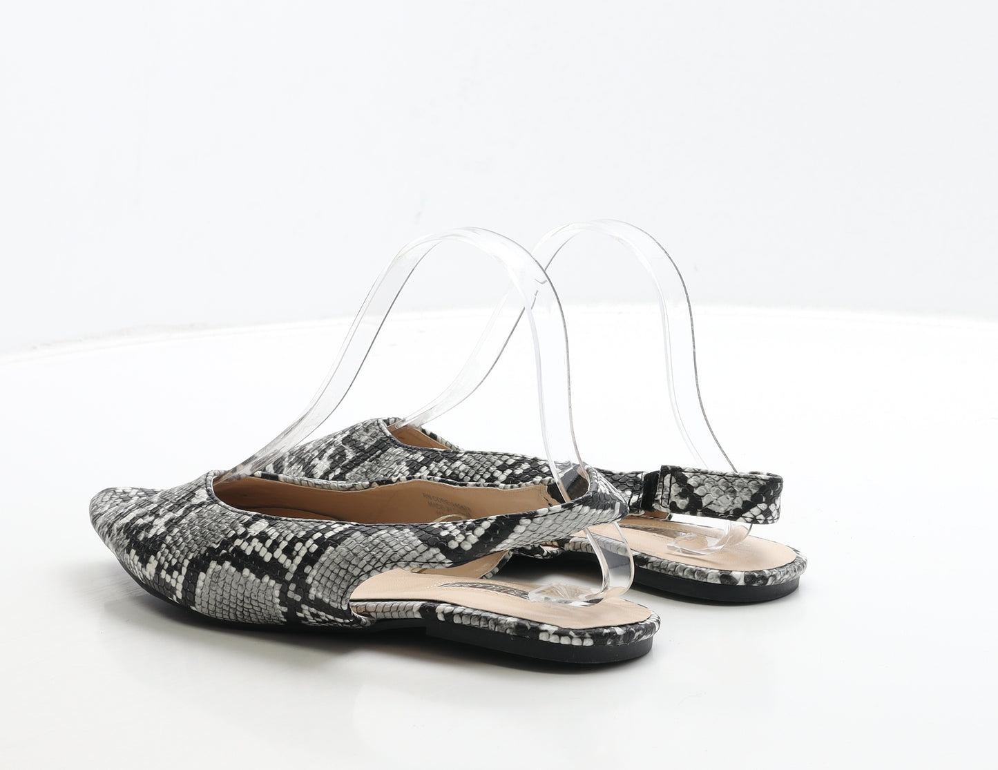 Primark Womens Multicoloured Animal Print Leather Slingback Flat UK 6 39 - Snake Print