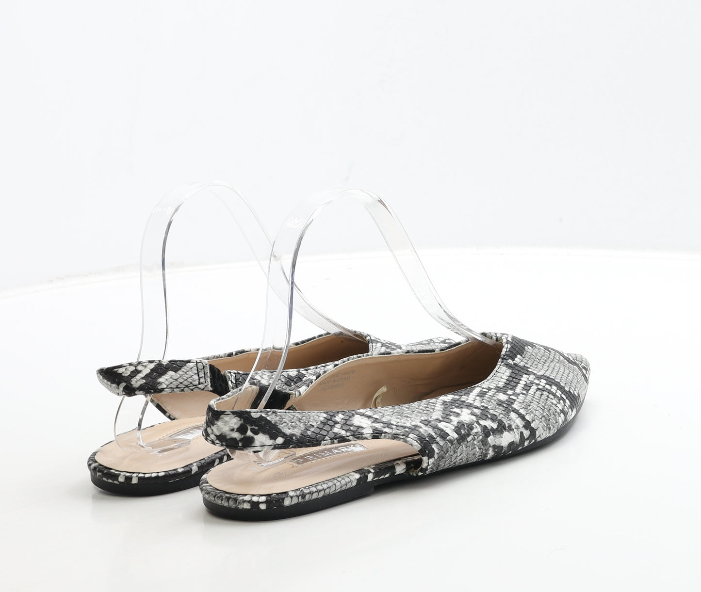 Primark Womens Multicoloured Animal Print Leather Slingback Flat UK 6 39 - Snake Print
