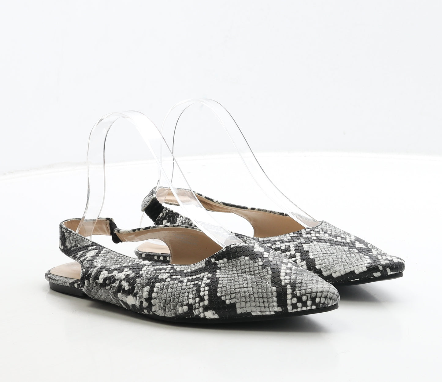 Primark Womens Multicoloured Animal Print Leather Slingback Flat UK 6 39 - Snake Print