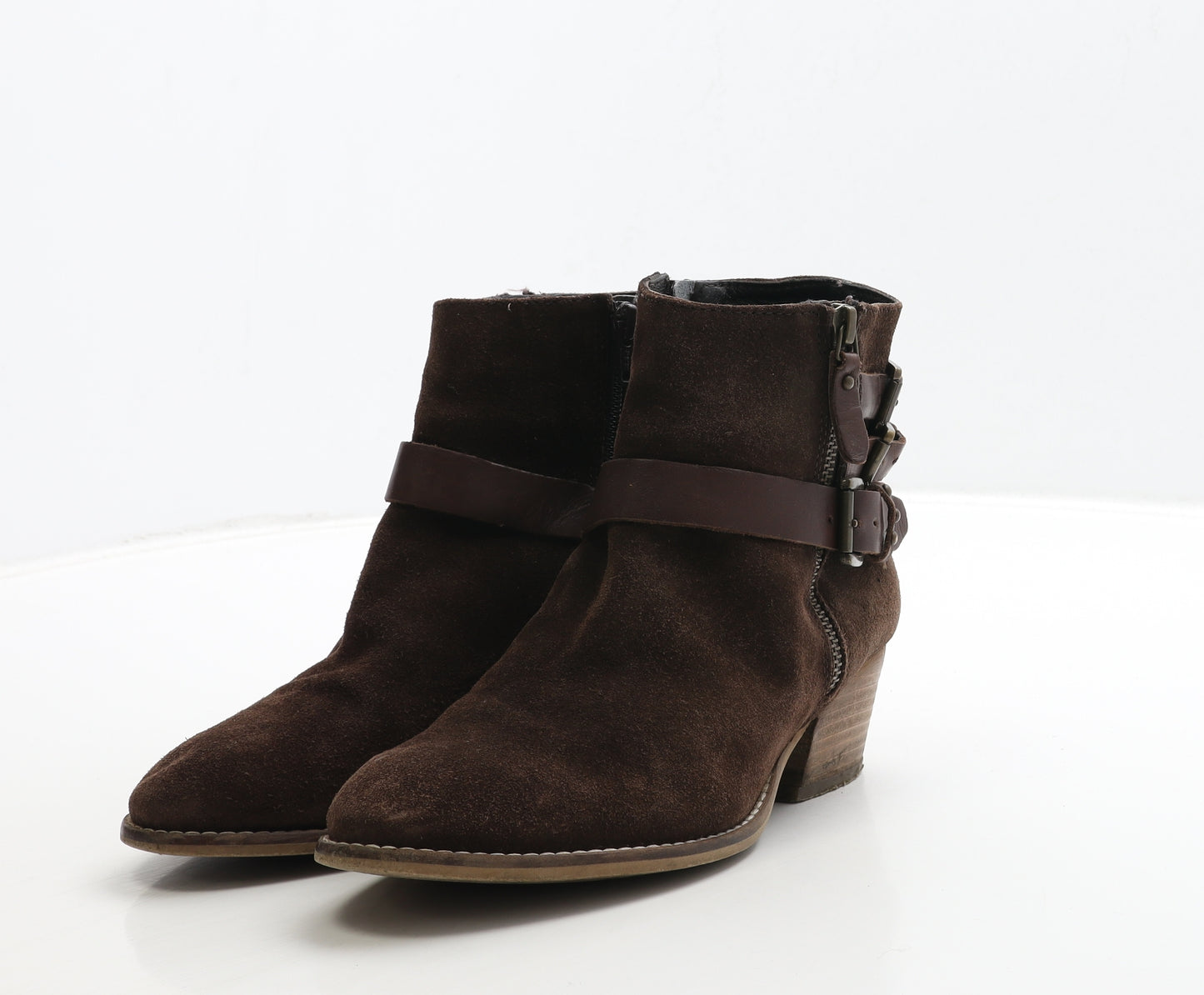 Dune Womens Brown Leather Biker Boot UK 5 38