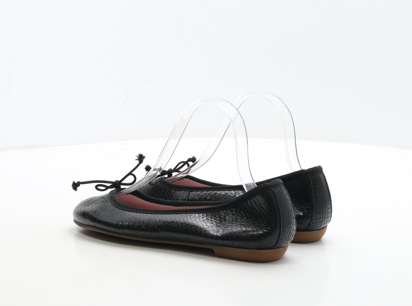 Bisue Womens Black Geometric Leather Ballet Flat UK 6 39