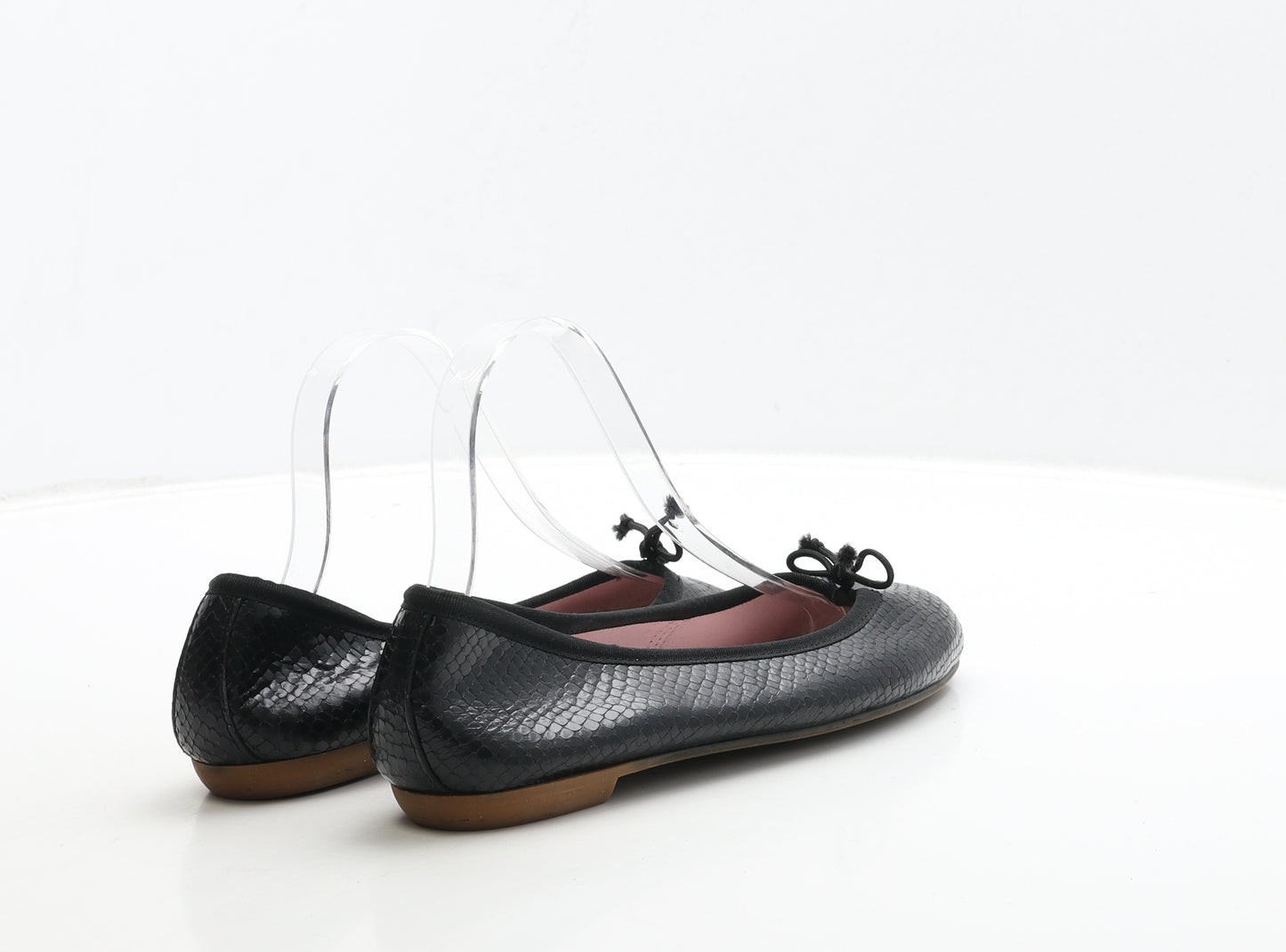 Bisue Womens Black Geometric Leather Ballet Flat UK 6 39