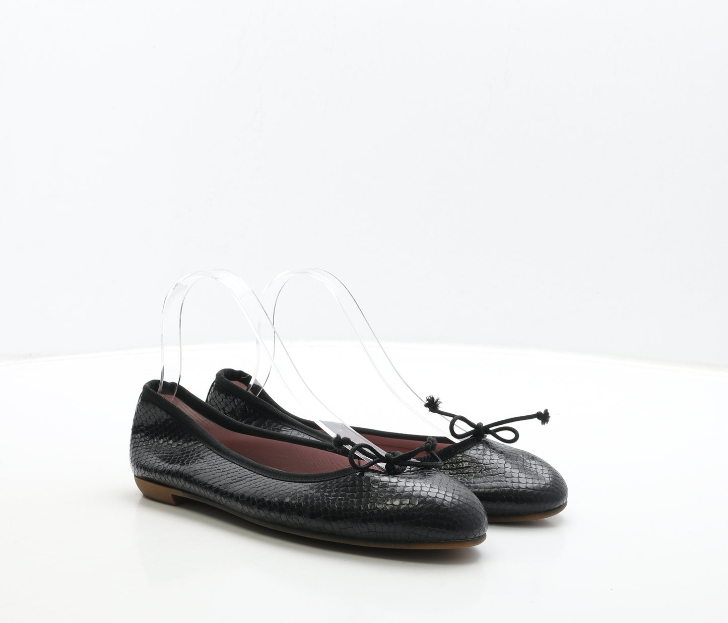 Bisue Womens Black Geometric Leather Ballet Flat UK 6 39