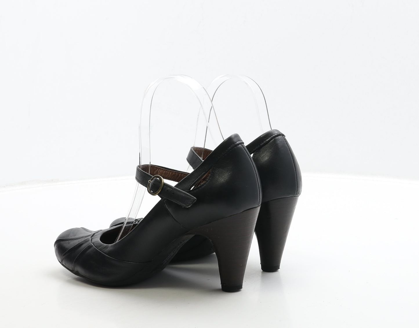 Clarks Womens Black Leather Court Heel UK 5