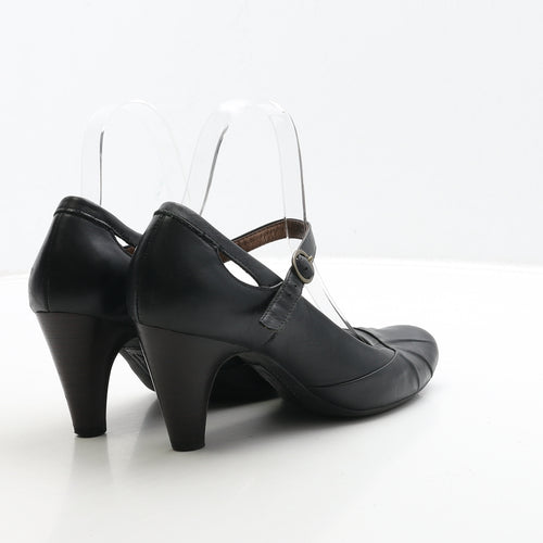 Clarks Womens Black Leather Court Heel UK 5