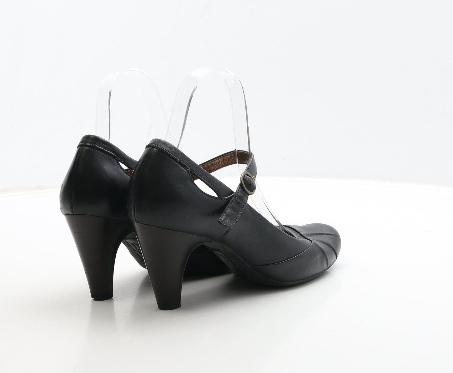 Clarks Womens Black Leather Court Heel UK 5