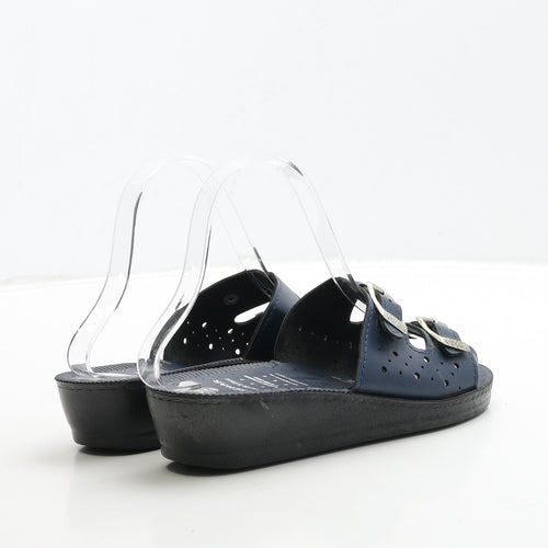 Gezer Womens Blue Leather Slip On Sandal UK 3 36