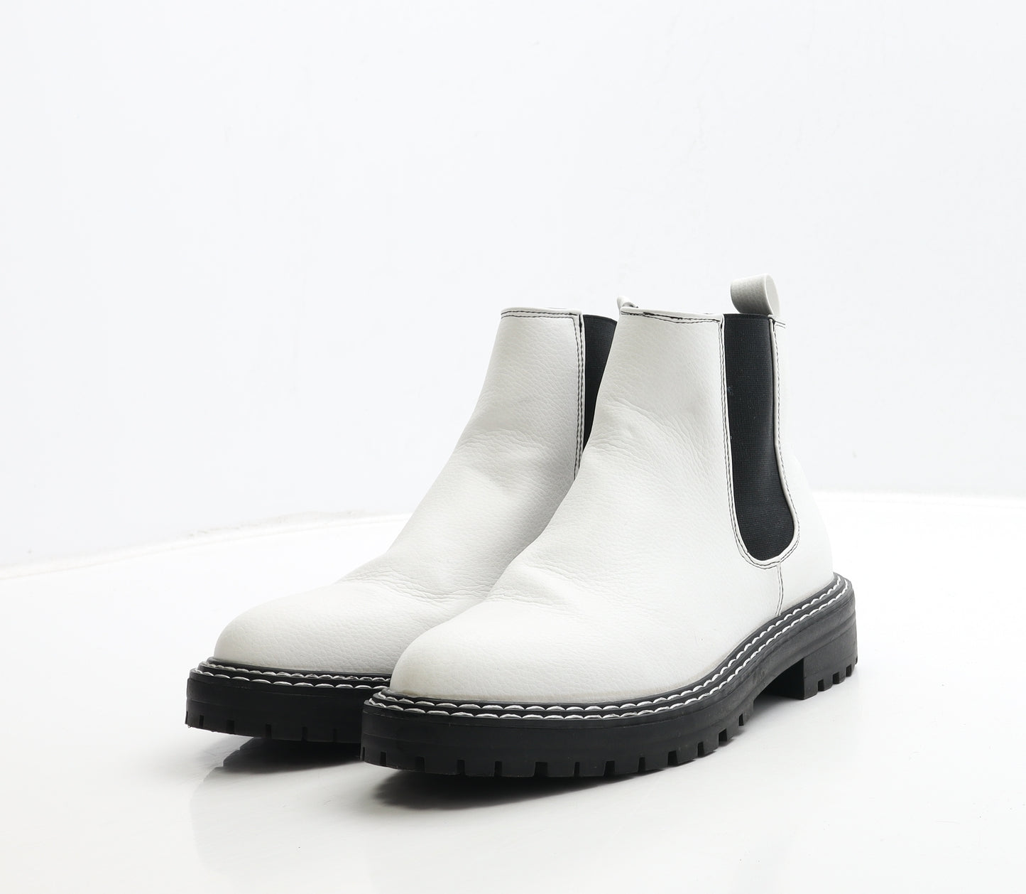 Primark Womens White Leather Chelsea Boot UK 5 38