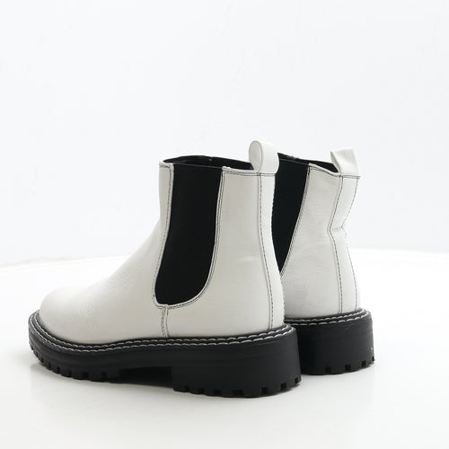 Primark Womens White Leather Chelsea Boot UK 5 38