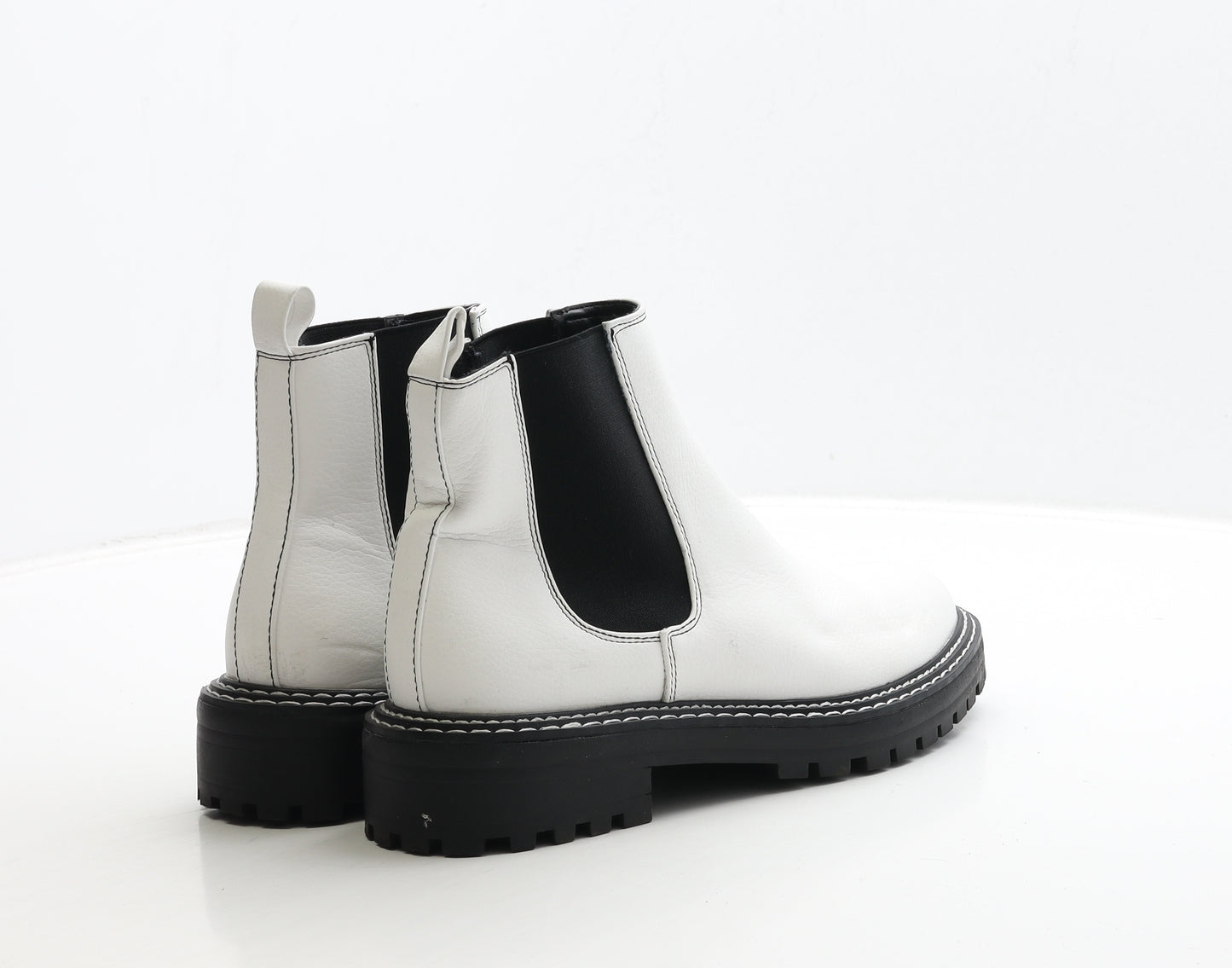 Primark Womens White Leather Chelsea Boot UK 5 38
