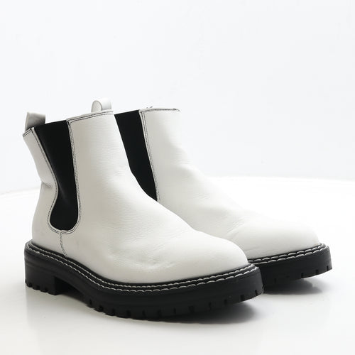 Primark Womens White Leather Chelsea Boot UK 5 38