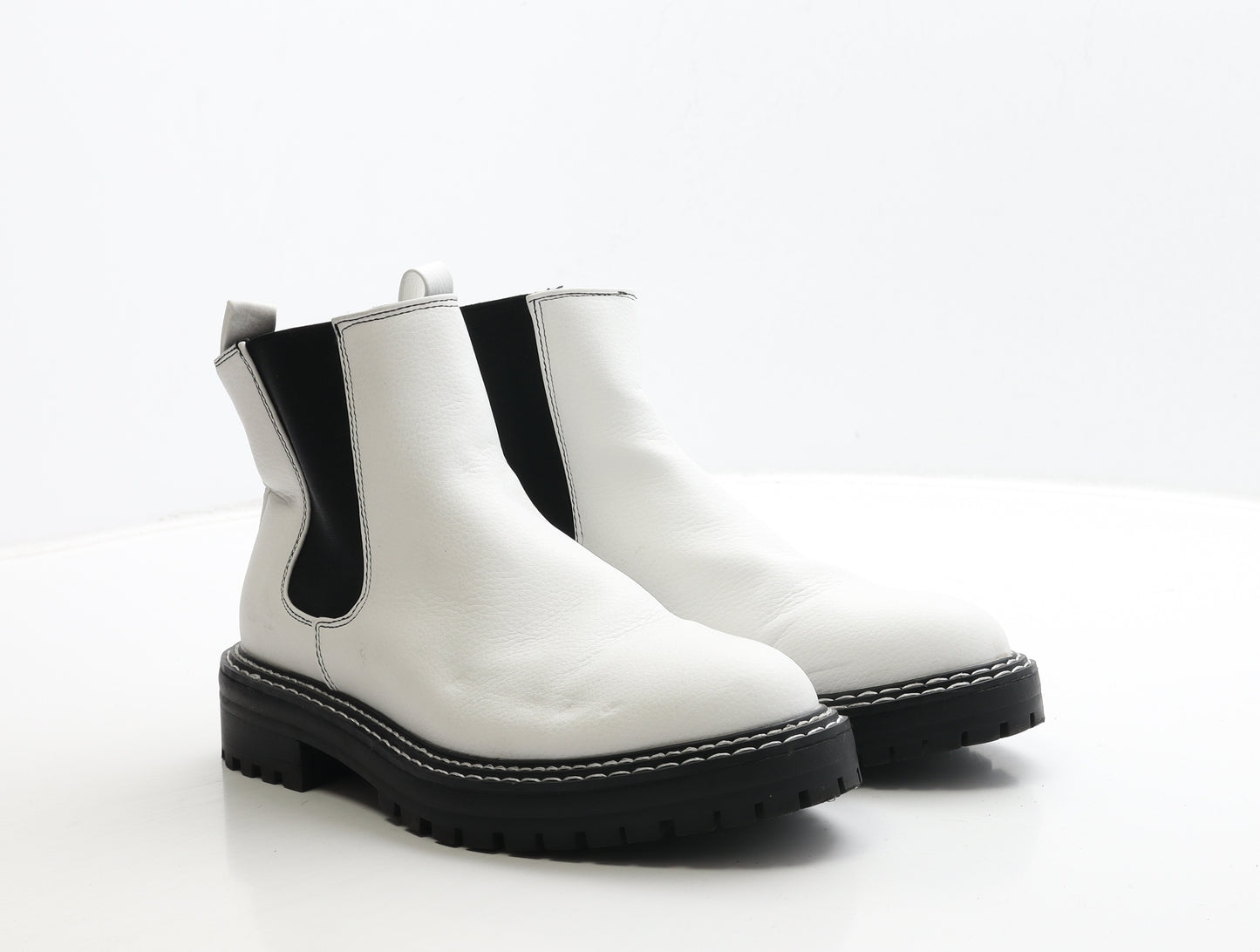Primark Womens White Leather Chelsea Boot UK 5 38