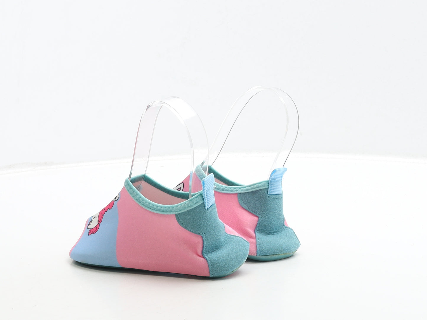 Preworn Girls Multicoloured Polyester Slip On Flat UK 12 30 - Unicorn & Rainbow Detail. Aqua Shoes