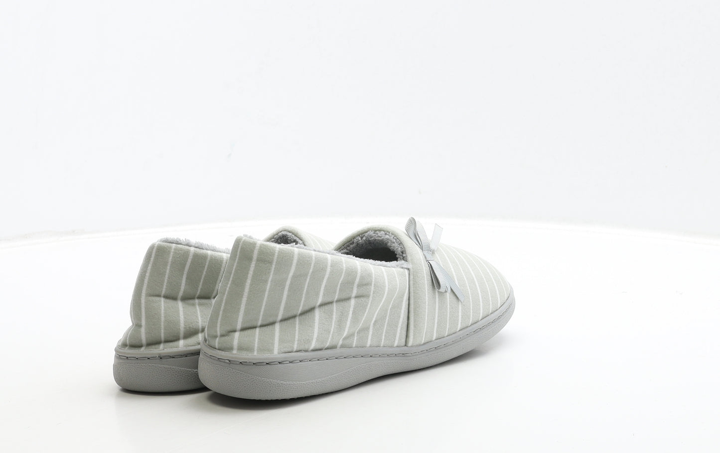 TU Womens Grey Striped Polyester Loafer Slipper UK