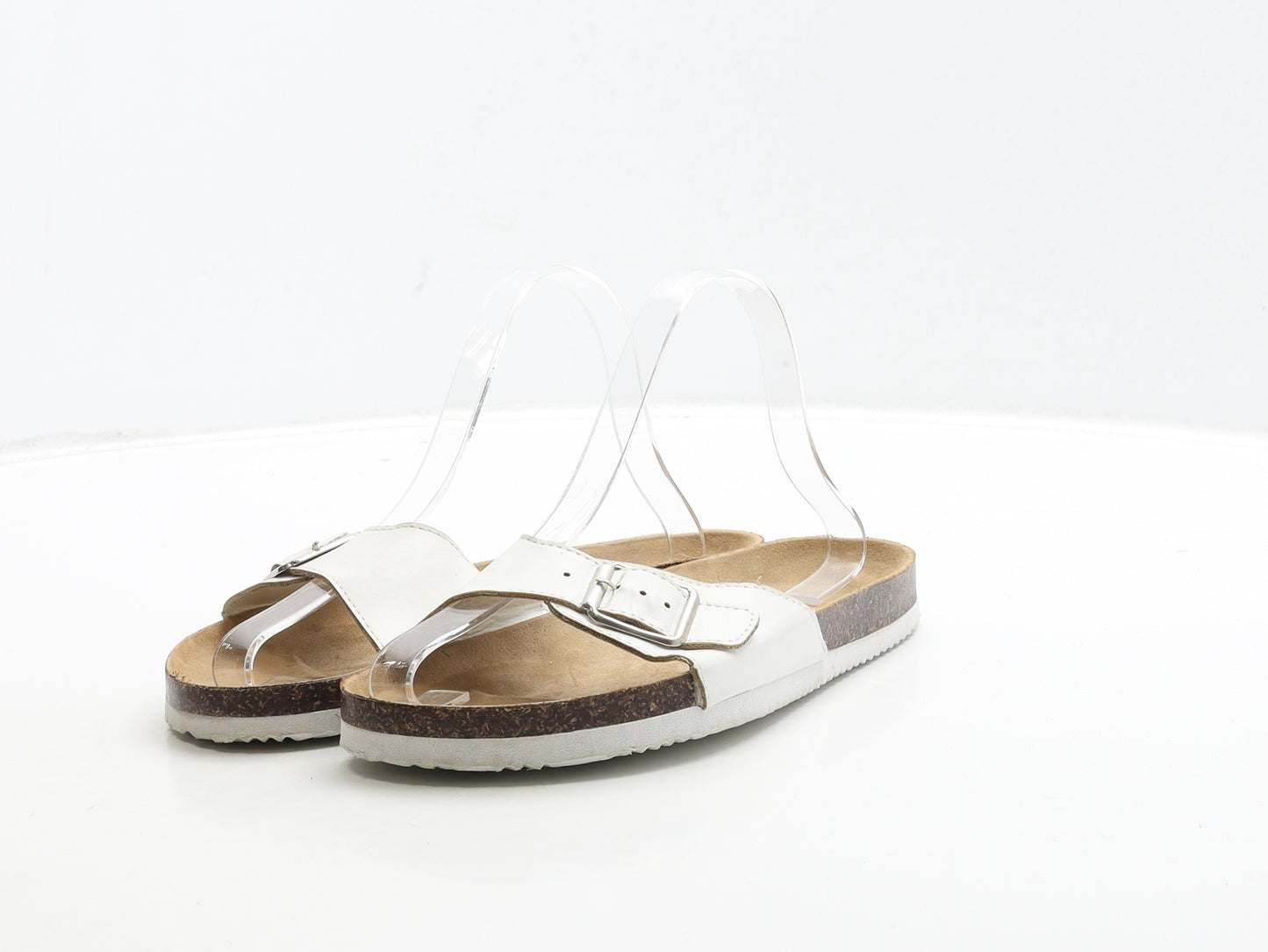 Primark Womens White Leather Slider Sandal UK 5 38