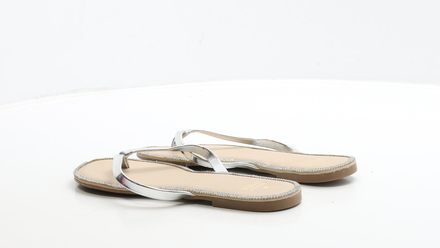Oasis Womens Silver Polyester Thong Sandal UK 6 39
