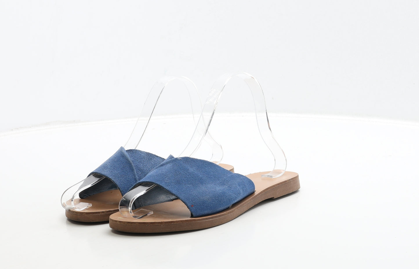 Marks and Spencer Womens Blue Leather Slip On Sandal UK 4 37