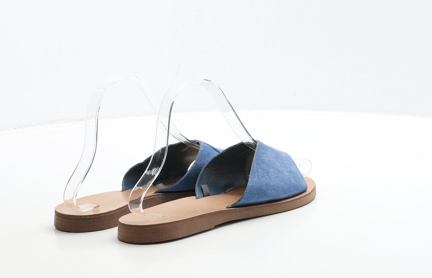 Marks and Spencer Womens Blue Leather Slip On Sandal UK 4 37