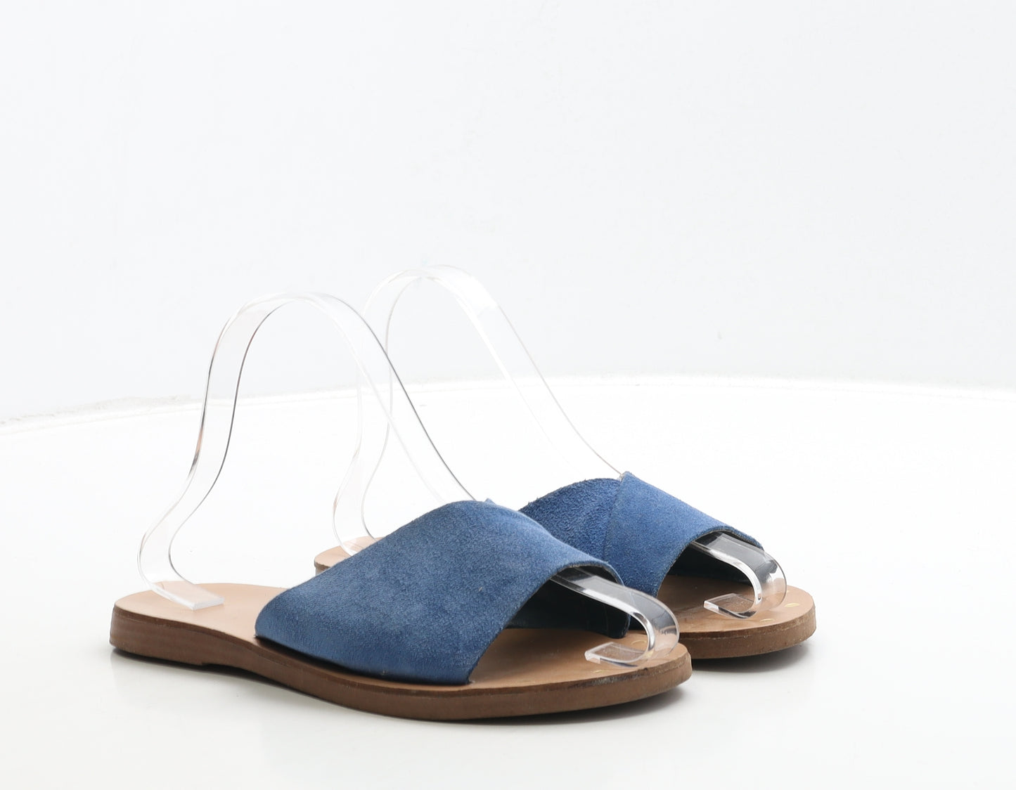 Marks and Spencer Womens Blue Leather Slip On Sandal UK 4 37