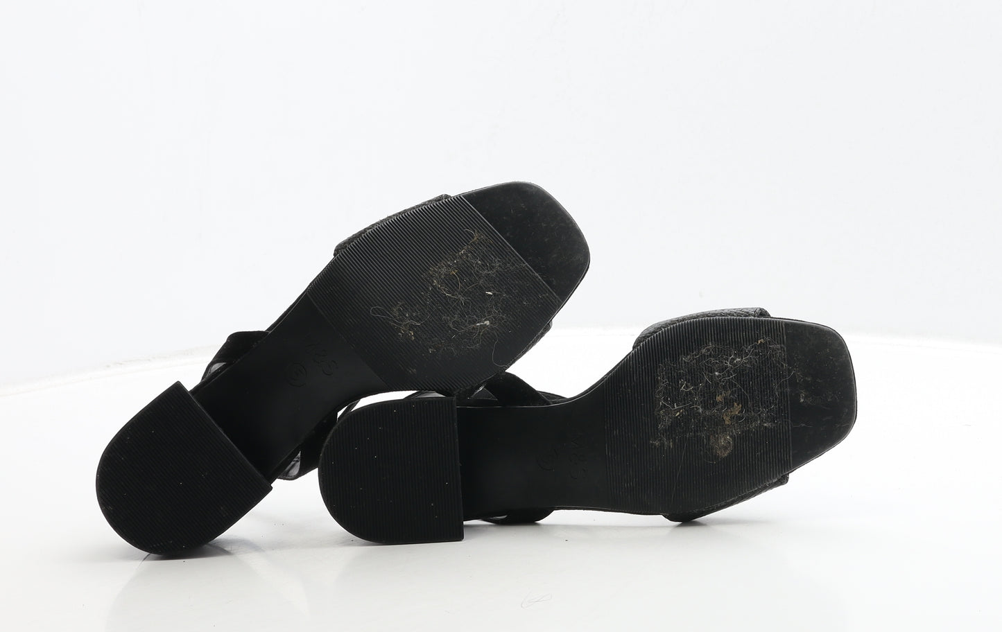 Marks and Spencer Womens Black Leather Strappy Heel UK 5