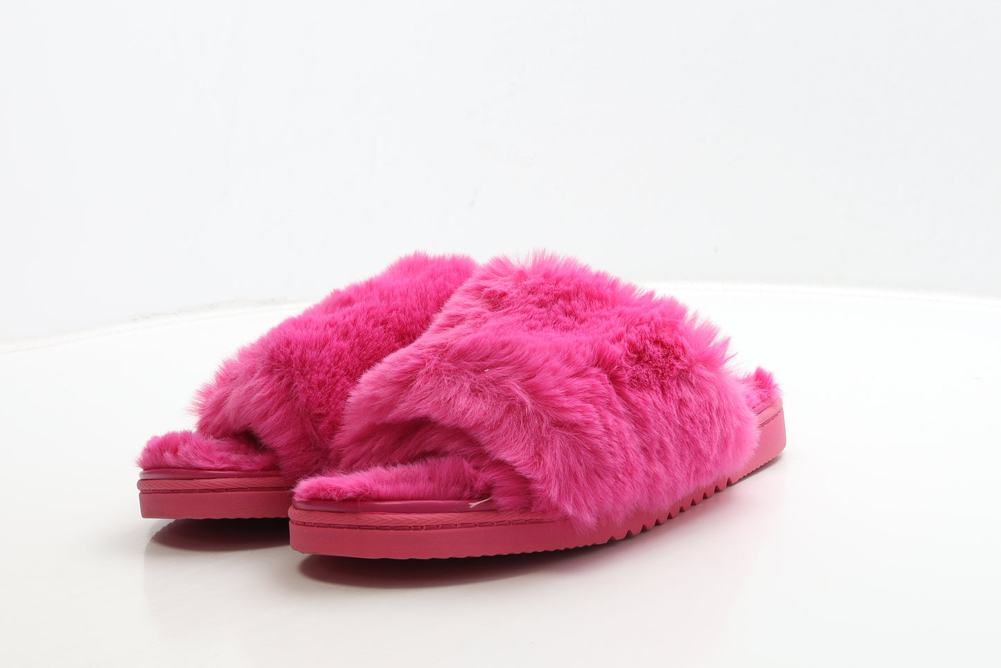 ShoeDazzle Womens Pink Polyester Slip On Sandal UK 7 - Fluffy Detail