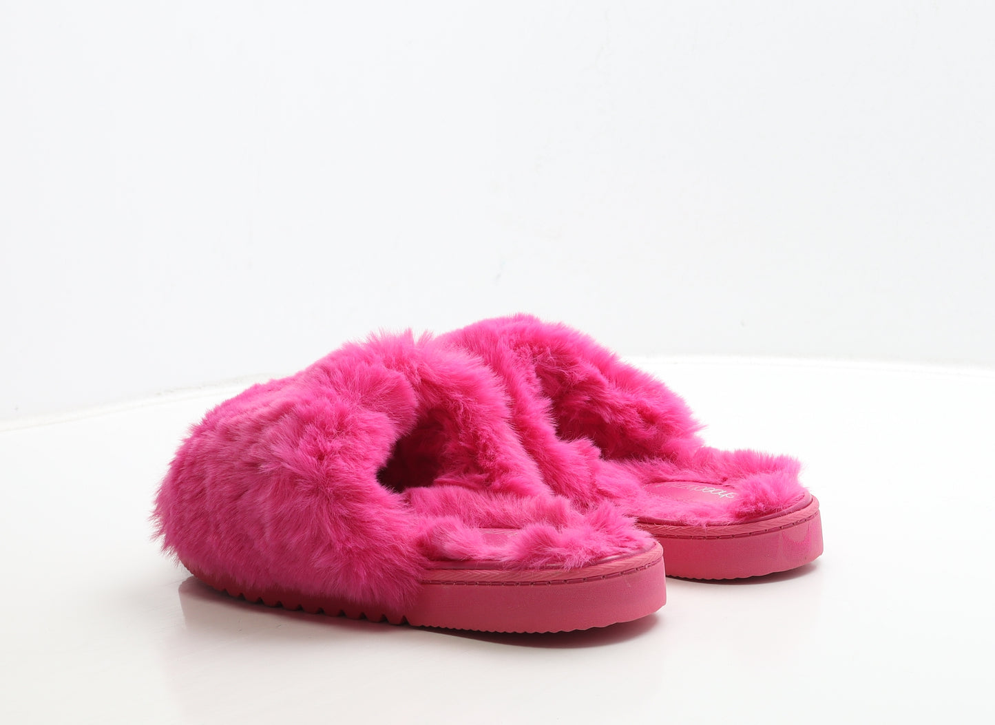 ShoeDazzle Womens Pink Polyester Slip On Sandal UK 7 - Fluffy Detail