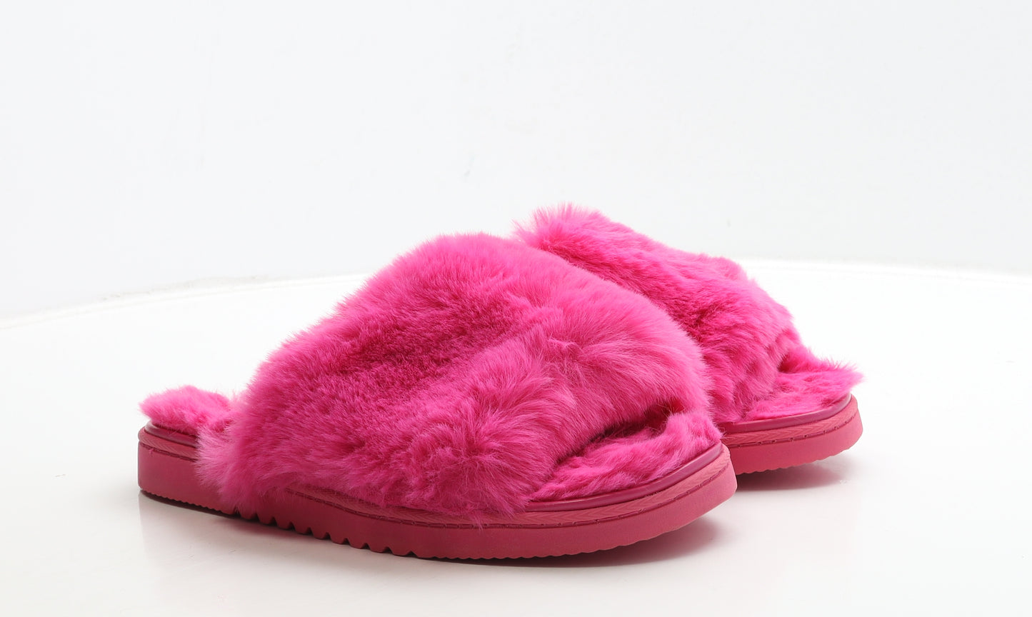 ShoeDazzle Womens Pink Polyester Slip On Sandal UK 7 - Fluffy Detail