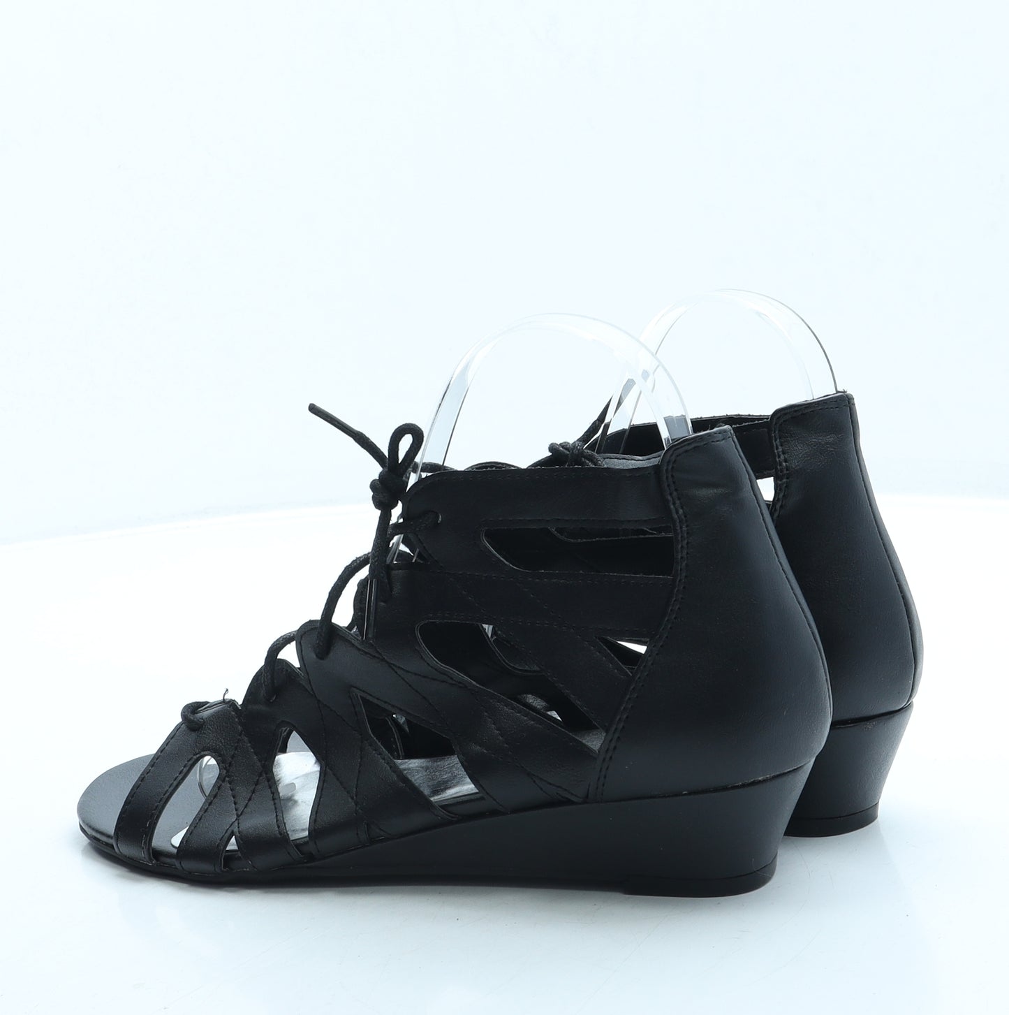 Lilley Womens Black Leather Gladiator Heel UK 5