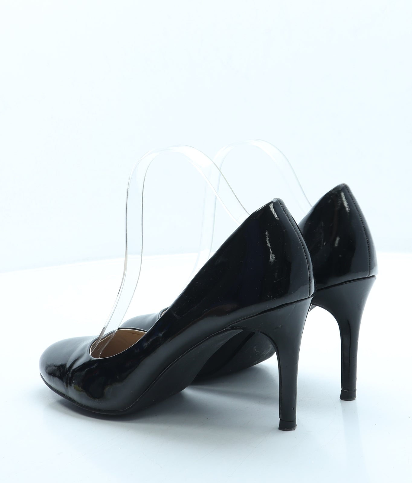 NEXT Womens Black Leather Court Heel UK 6.5 40 - Wide Fit