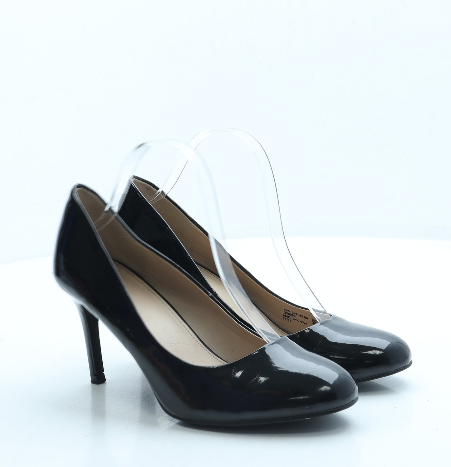 NEXT Womens Black Leather Court Heel UK 6.5 40 - Wide Fit
