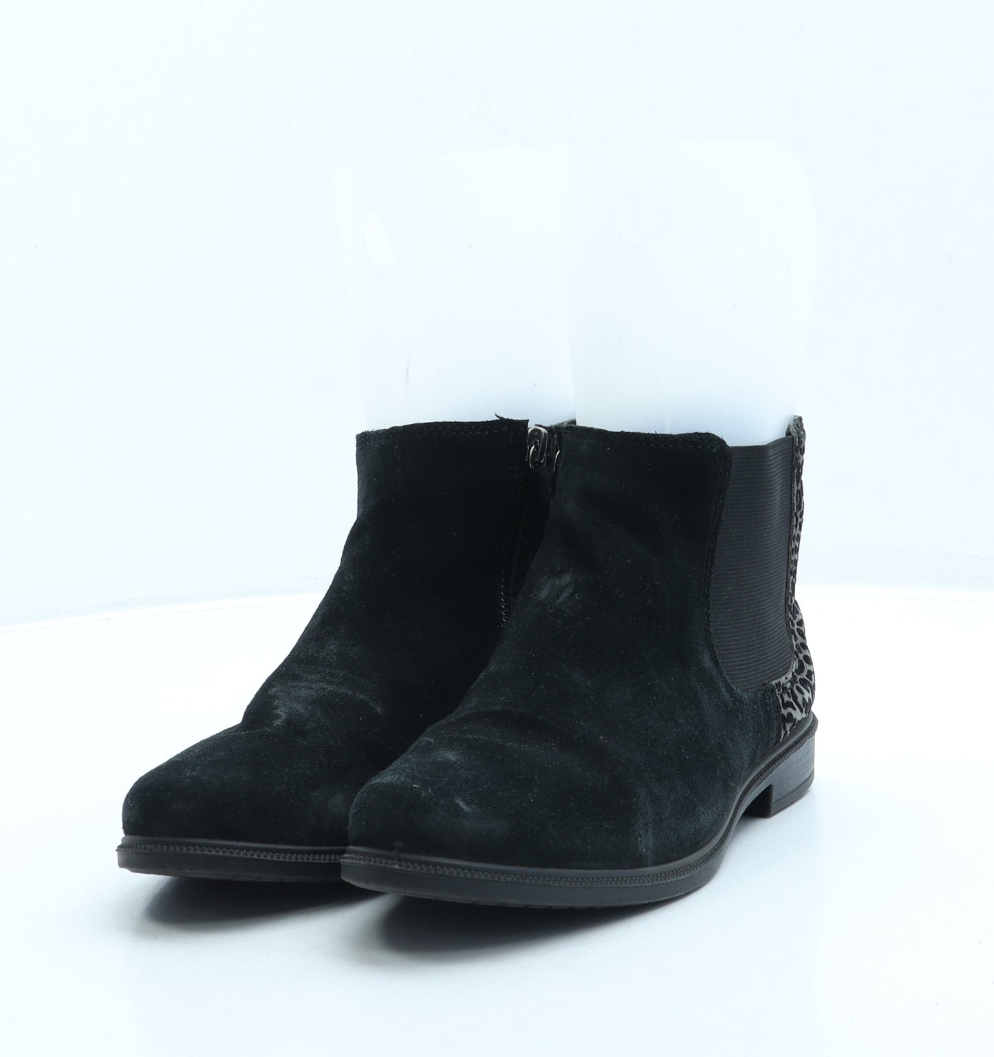 Hotter Womens Grey Animal Print Suede Chelsea Boot UK 4.5 - Leopard Print