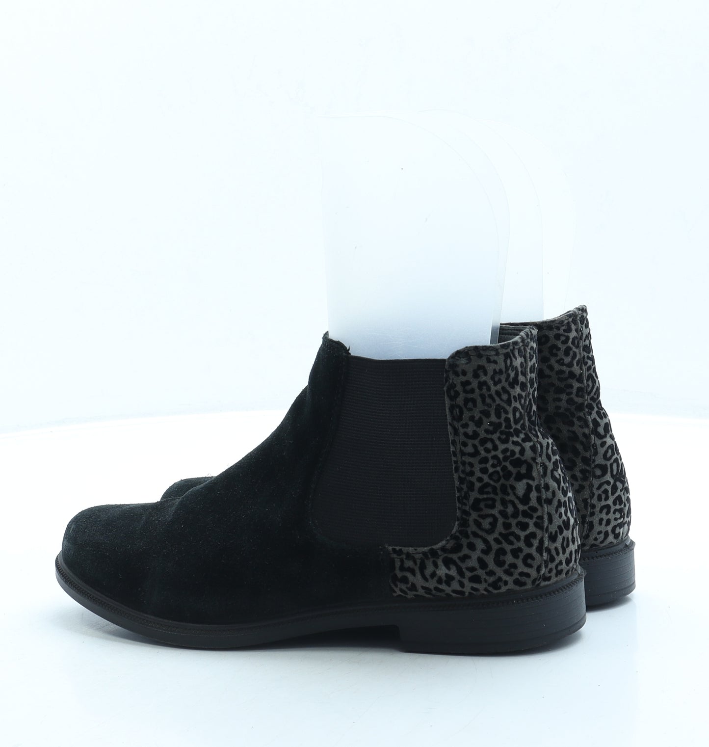 Hotter Womens Grey Animal Print Suede Chelsea Boot UK 4.5 - Leopard Print