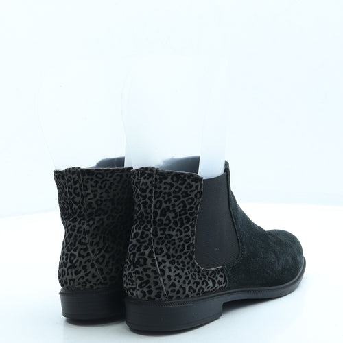 Hotter Womens Grey Animal Print Suede Chelsea Boot UK 4.5 - Leopard Print