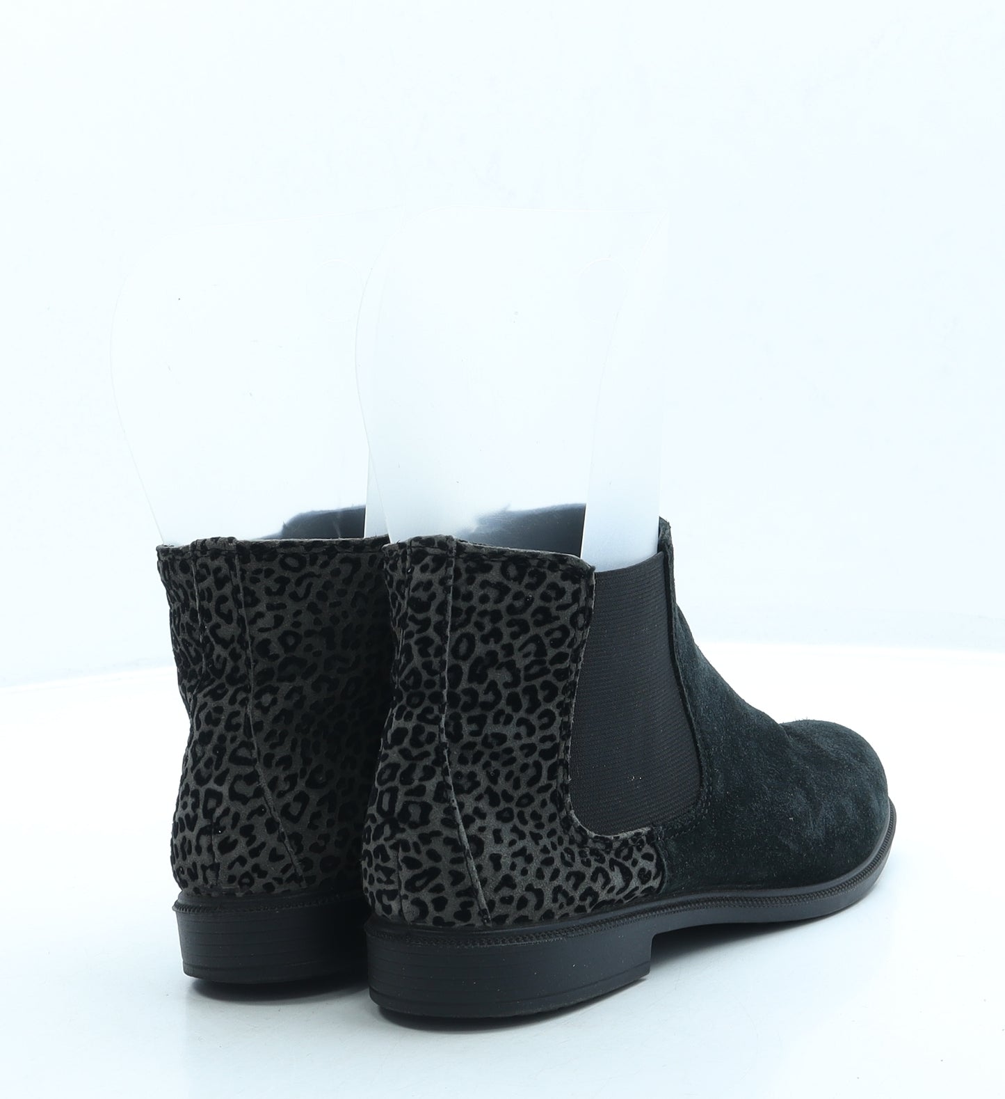 Hotter Womens Grey Animal Print Suede Chelsea Boot UK 4.5 - Leopard Print