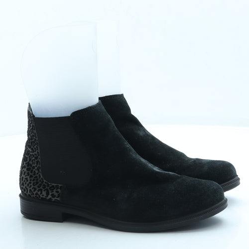 Hotter Womens Grey Animal Print Suede Chelsea Boot UK 4.5 - Leopard Print