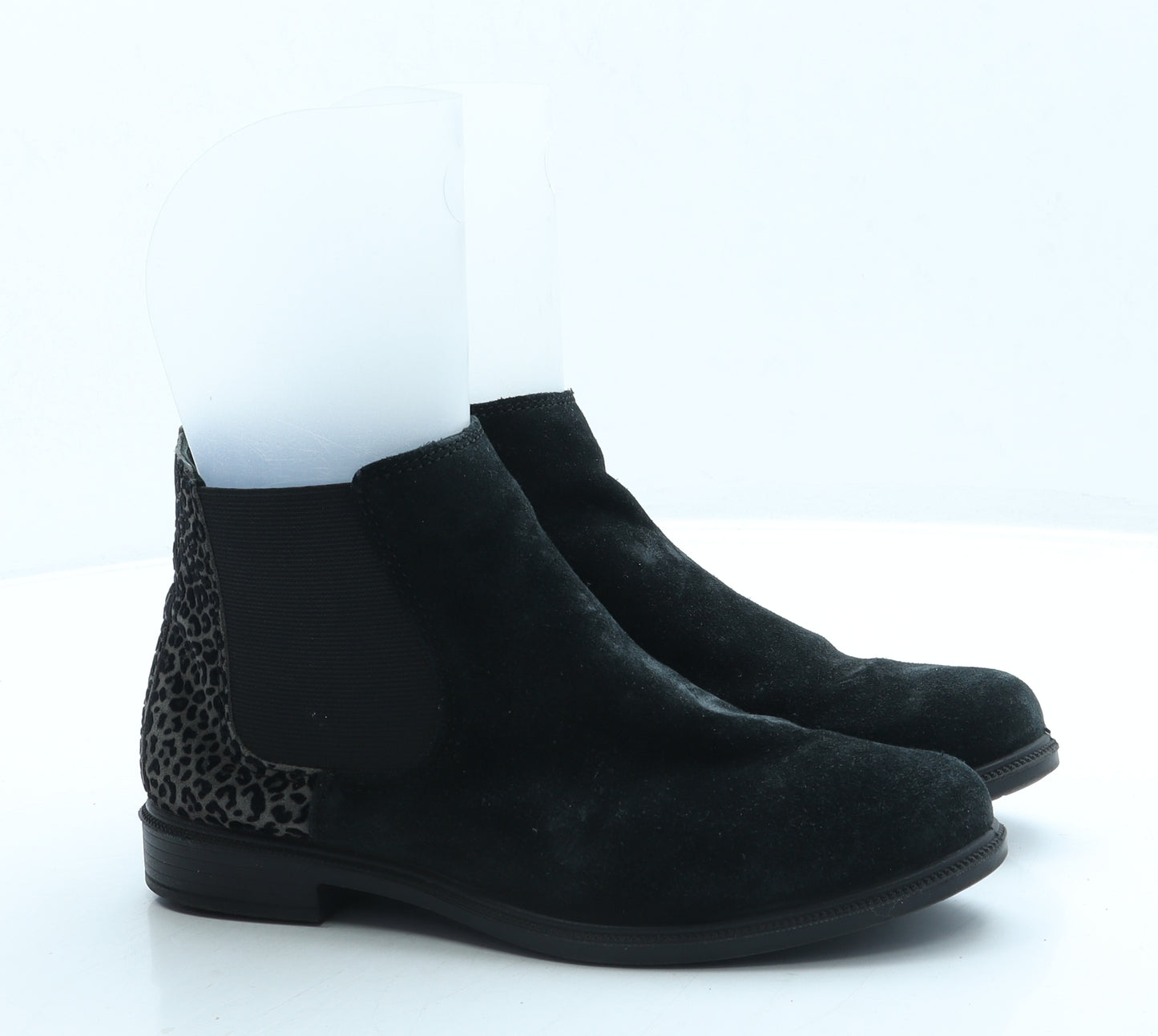 Hotter Womens Grey Animal Print Suede Chelsea Boot UK 4.5 - Leopard Print