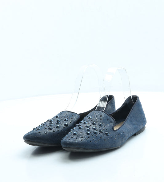 NEXT Womens Blue Leather Loafer Flat UK 5 38