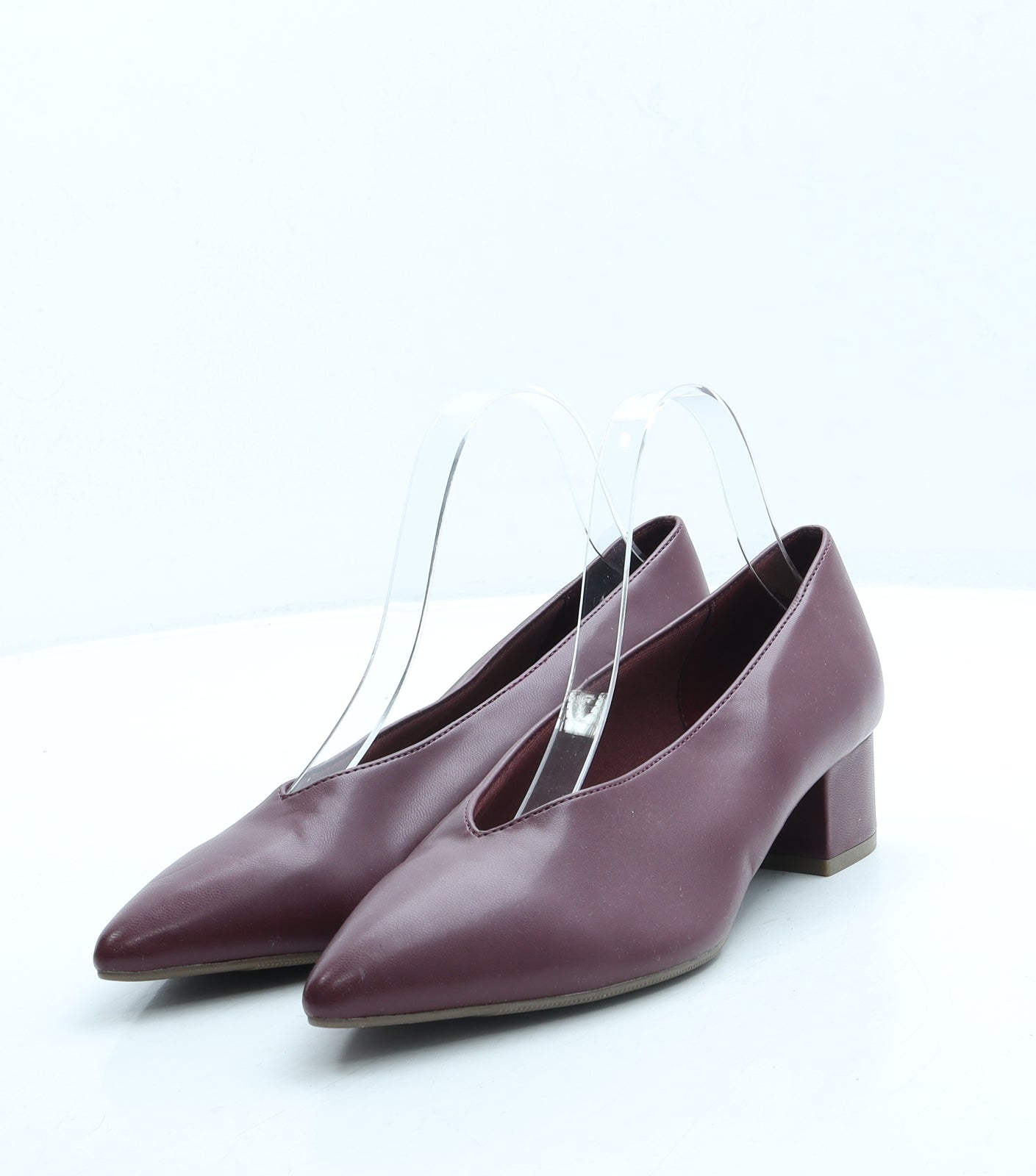 Marks and Spencer Womens Red Leather Court Heel UK 5.5
