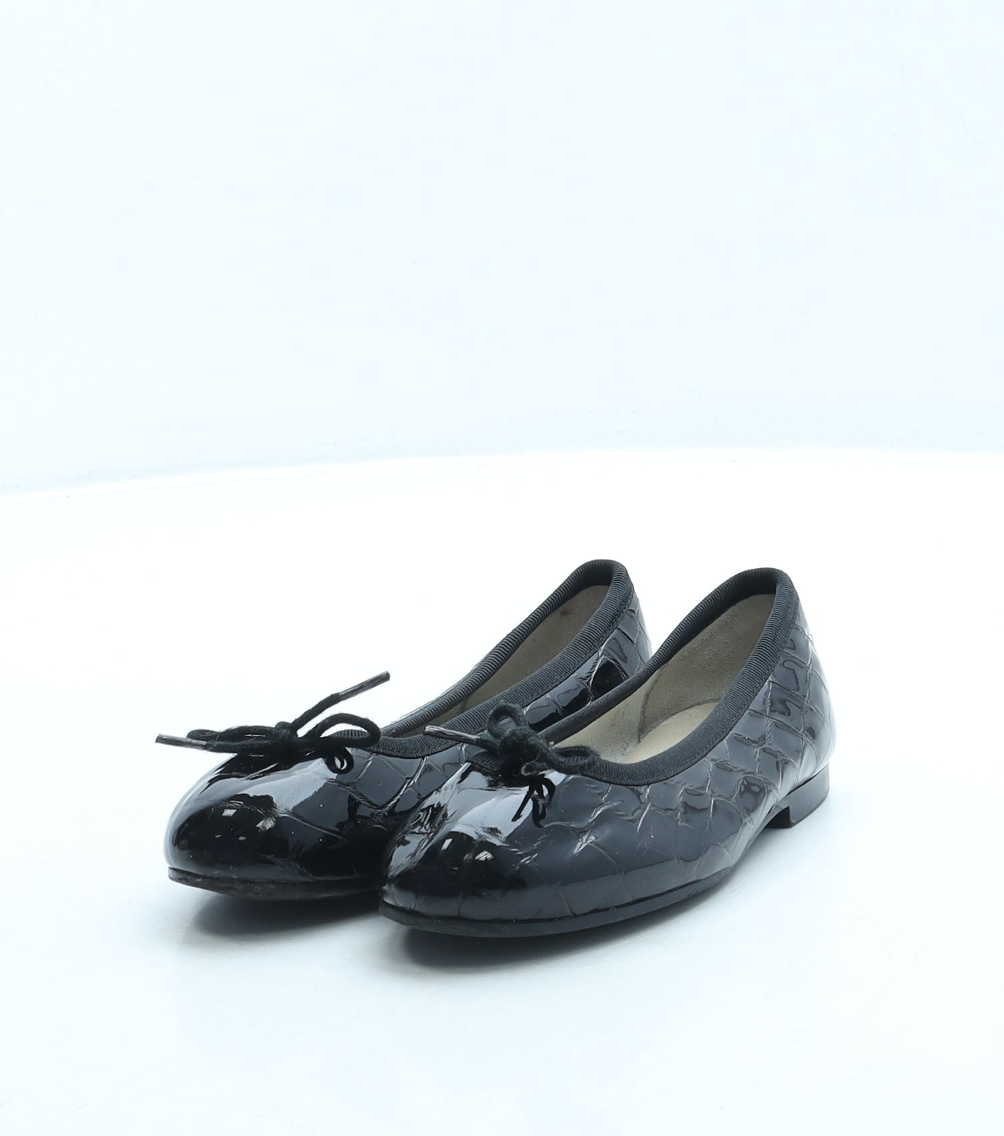 French Sole Girls Black Leather Ballet Flat UK 9 27