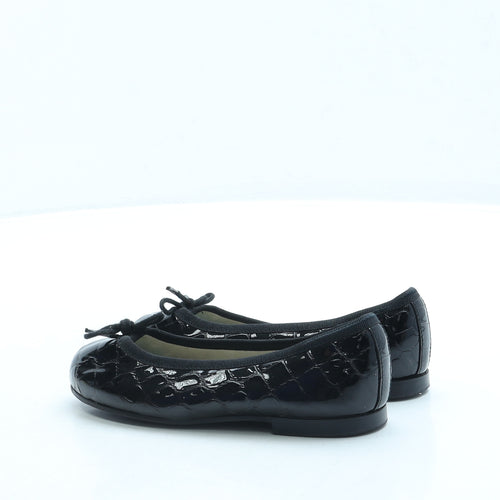 French Sole Girls Black Leather Ballet Flat UK 9 27