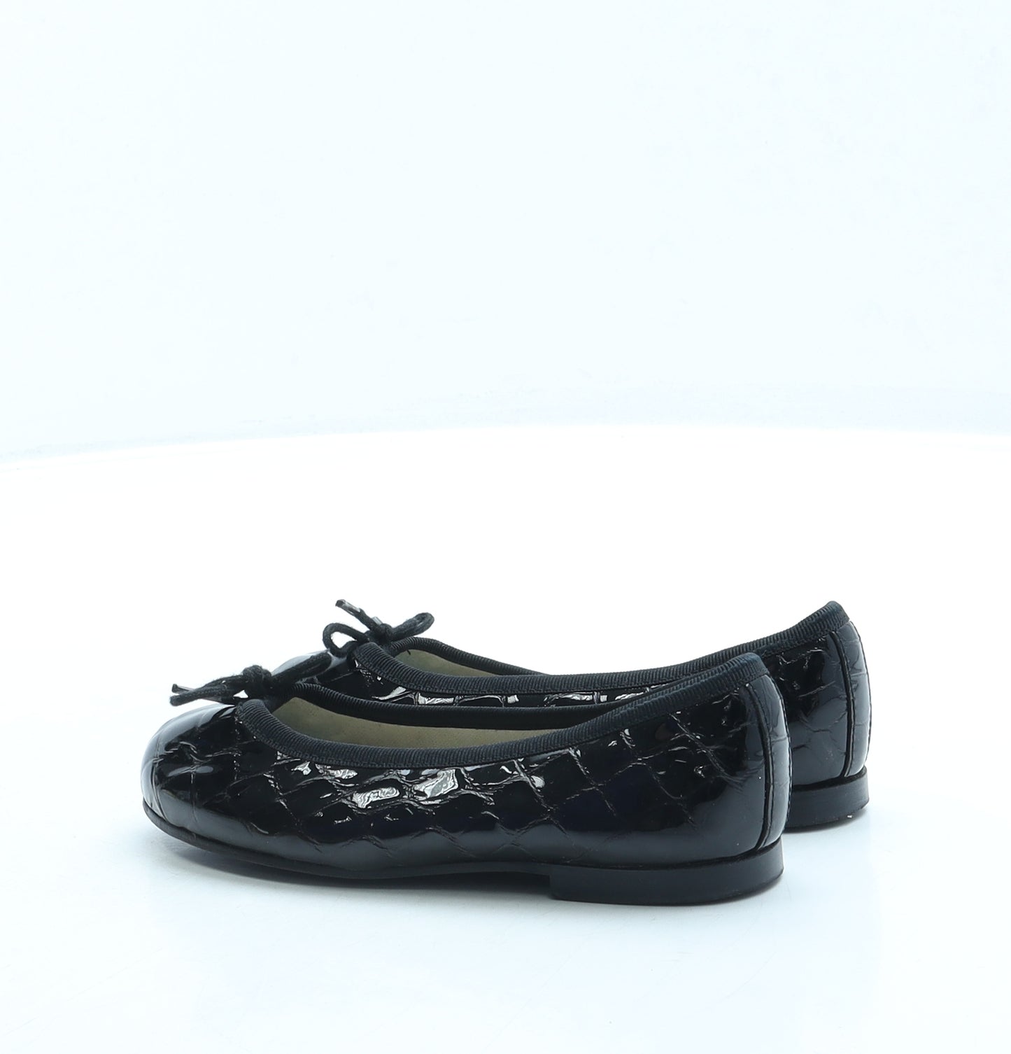 French Sole Girls Black Leather Ballet Flat UK 9 27