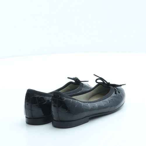 French Sole Girls Black Leather Ballet Flat UK 9 27