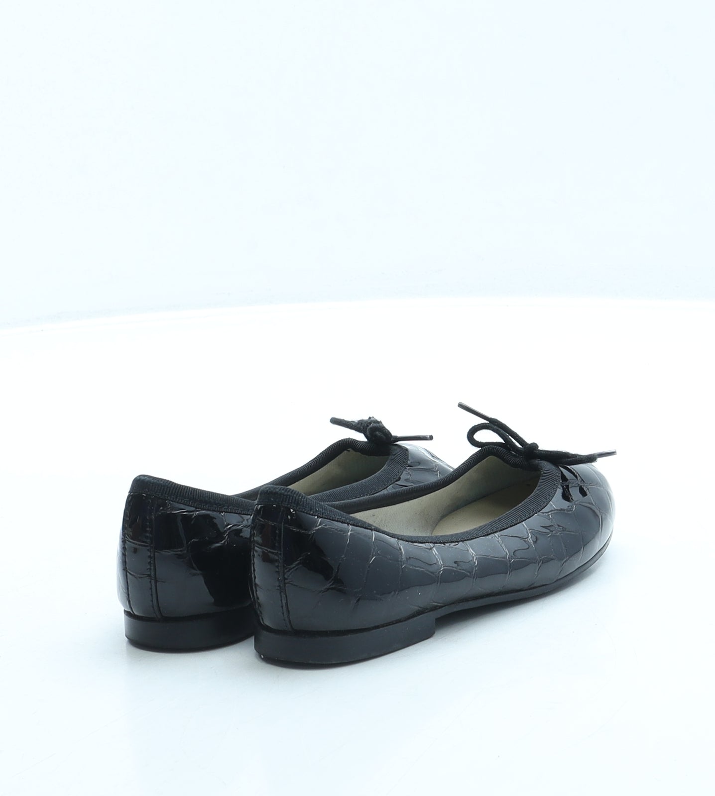 French Sole Girls Black Leather Ballet Flat UK 9 27