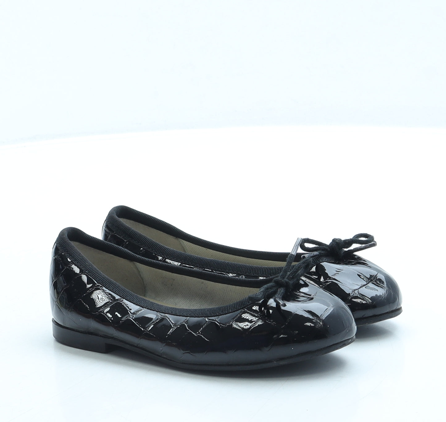 French Sole Girls Black Leather Ballet Flat UK 9 27